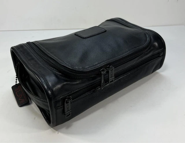 Tumi 990D3 Alpha Travel Kit Pouch Bag Leather Black 9.5x27x17cm Used