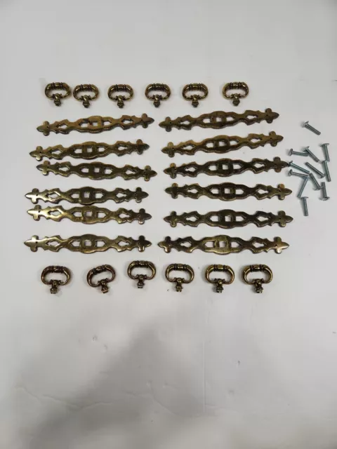 VTG KBC Solid Brass Backplate Drawer Finger Pulls N6636 VHTF