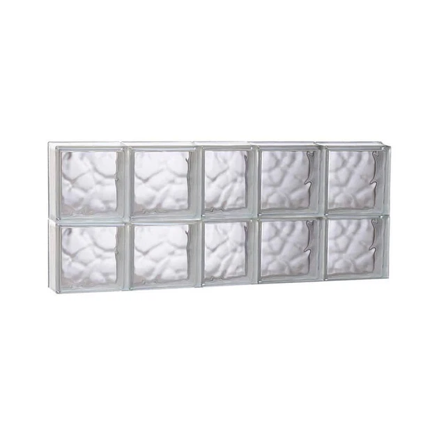 Clearly Secure Glass Block Window 36.75"x15.5" Frameless Wave Pattern Versatile
