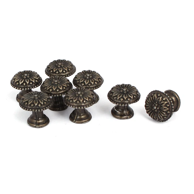 Cabinet Dresser Door Drawer Single Hole Round Alloy Pull Knobs 17mm Dia 8PCS