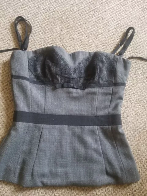 Grey and Black Lace Corset Top Dolce & Gabbana Size 8 UK / 40 EU