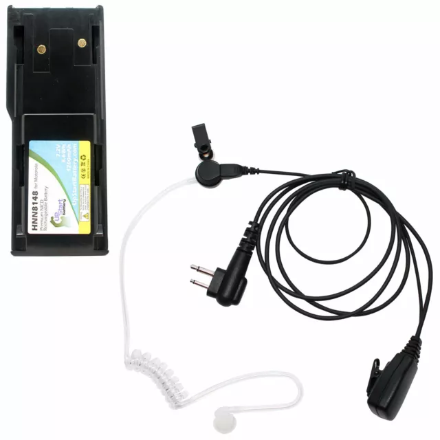 Battery & Earpiece w/ PTT Mic for Motorola P110