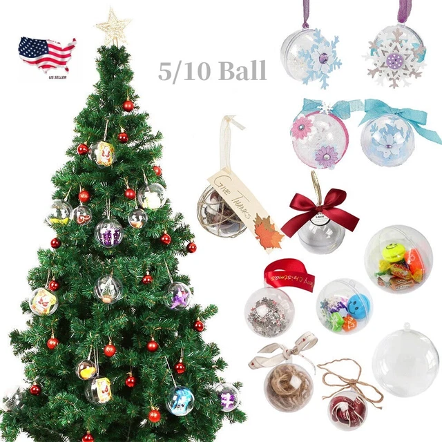 LOT DIY CLEAR Balls Baubles Sphere Fillable Plastic Christmas Tree