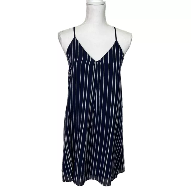 Alice + Olivia Womens Fierra Y Back Nav Striped Tank Dress Vneck Sleeeless Small