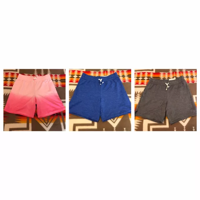 Girls Bermuda Shorts Size 8 LOT of 3 Pink Ombré, Blue, Gray Drawstring NWT