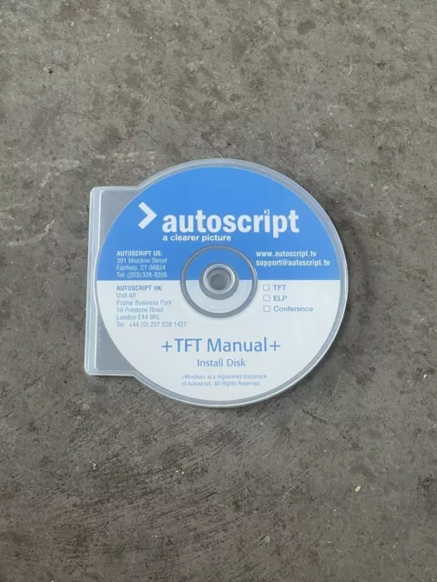 Autoscript +TFT Manual+ Studio Teleprompting Software Install Disk