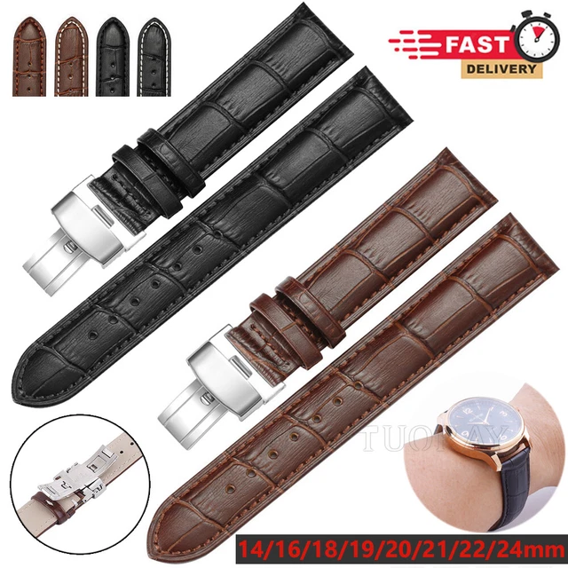 14/16/18/19/20/22/24mm Watchband Uhrenarmband Braun Schwarz Ersatz Leder Armband