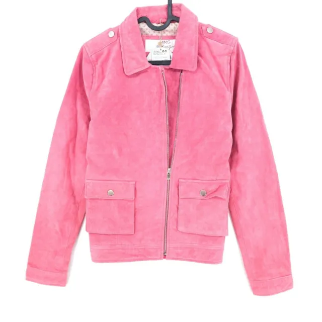 Mango Filles Rose Cuir Motard Taille Veste 13-14 Ans