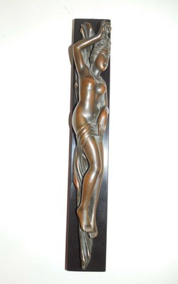 CAST BRONZE NUDE Woman Naked Lady Reclining Sculpture Statue on Marble