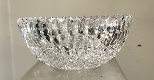 Antique American Brilliant Period Cut Glass  Bowl Signed Libbey Prism Reduced!