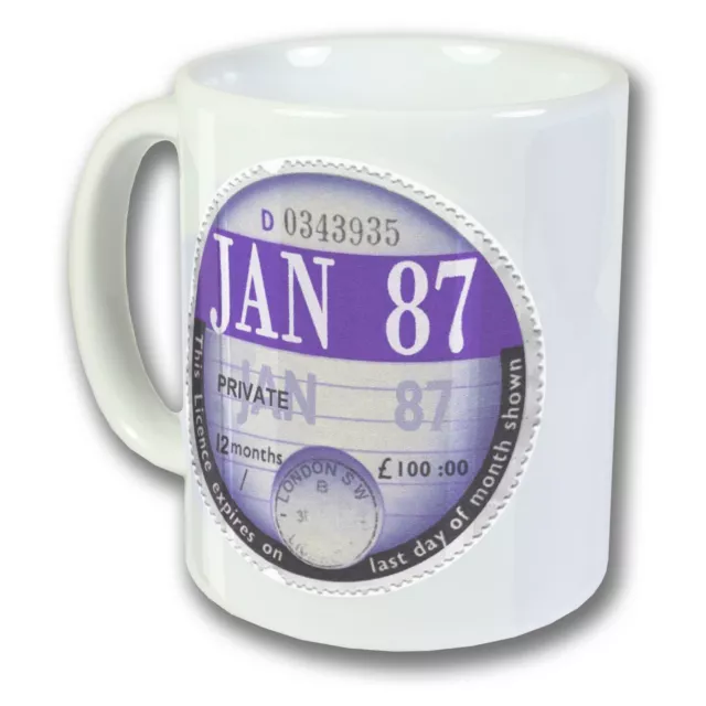 Birthday Mug Retro Tax Disc 1987 select month on Listing January - December