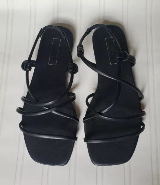 M&S Womens Insolia Flat Black Slingback Sandals Uk Size 7/40
