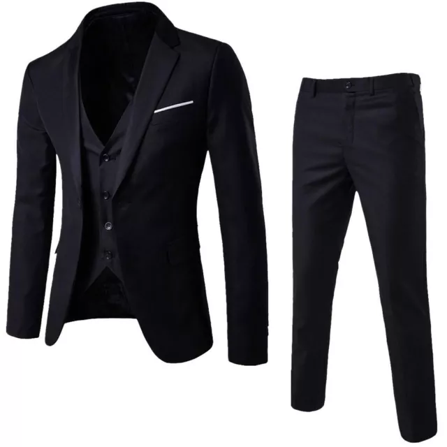 Mens Suit Slim 3-Piece Suit Blazer Business Wedding Party Jacket & Vest & Pants: