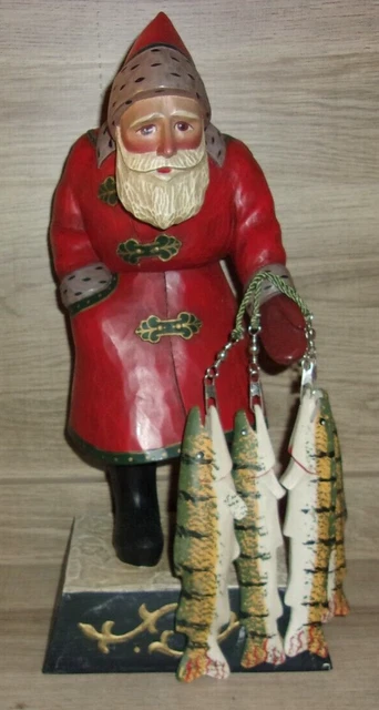 Leo Smith Folk Art Fisherman Santa Midwest Of Cannon Falls 984/5000