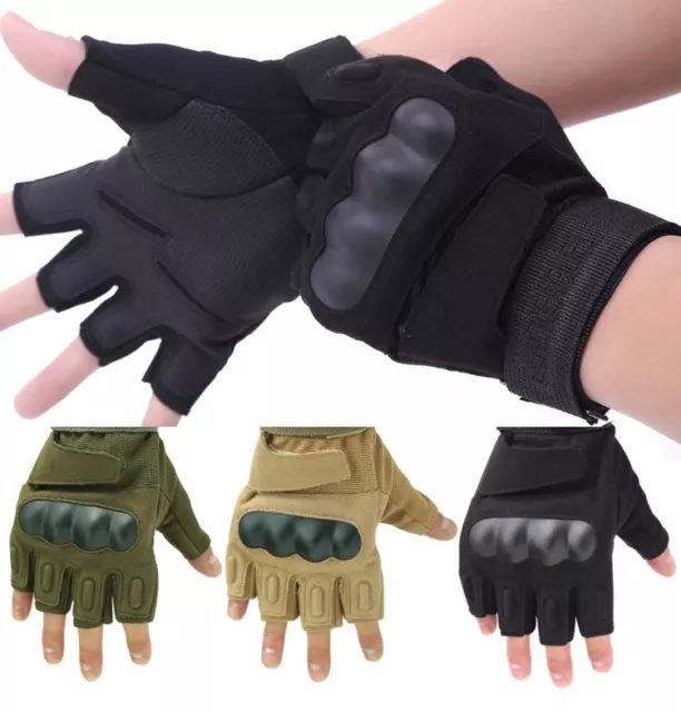 HALF FINGER TACTICAL GLOVES Army Military Combat Hunting Shooting