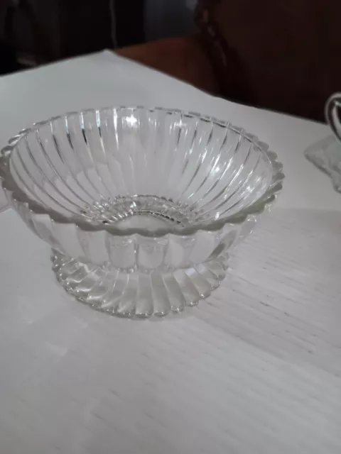 Vintage Anchor Hocking Glass Ripple  Queen Mary Sherbert Dish