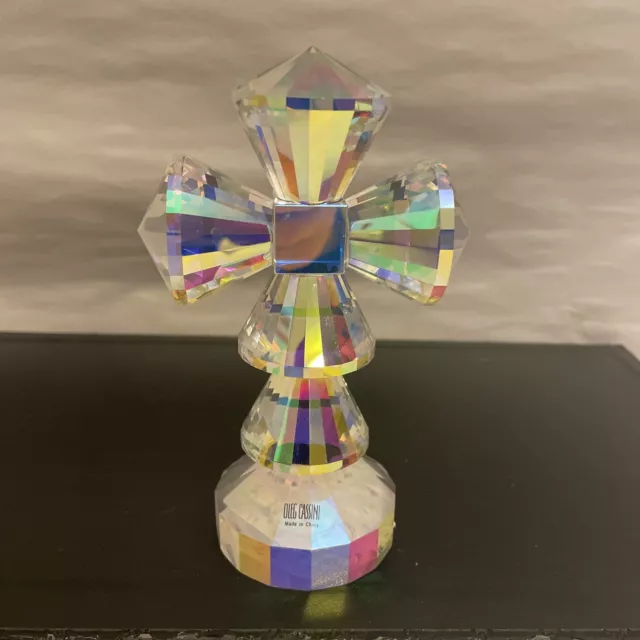 Oleg Cassini Crystal Cut Iridescent Clear Glass Cross