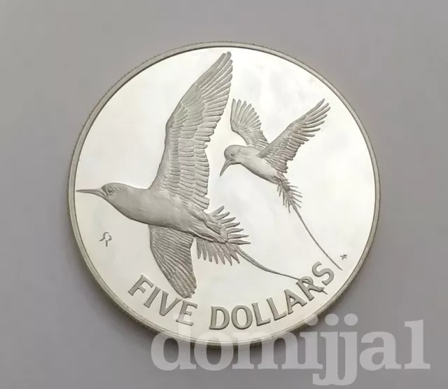 🎀 1982 British Virgin Islands $5 Silver Coin, KM#33a Proof / Bird