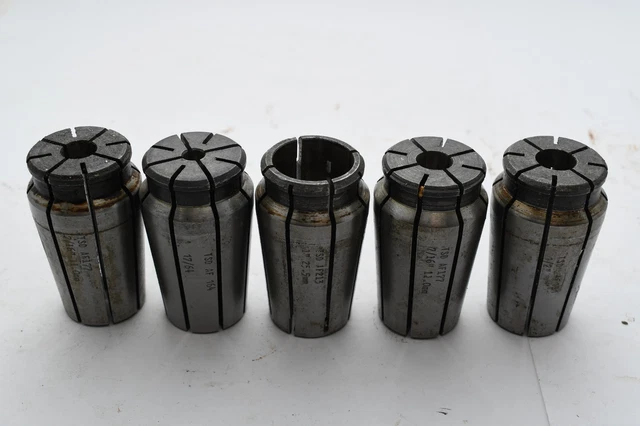 Lot of 5 TSD Universal AF Collet Holders 1/2'' 7/16'' 1'' 17/64'' 7/16''