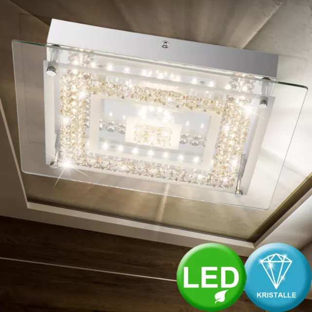 Design LED Decken Lampe Chrom Glas Amber Kristalle Esszimmer Lobby Living-XXL
