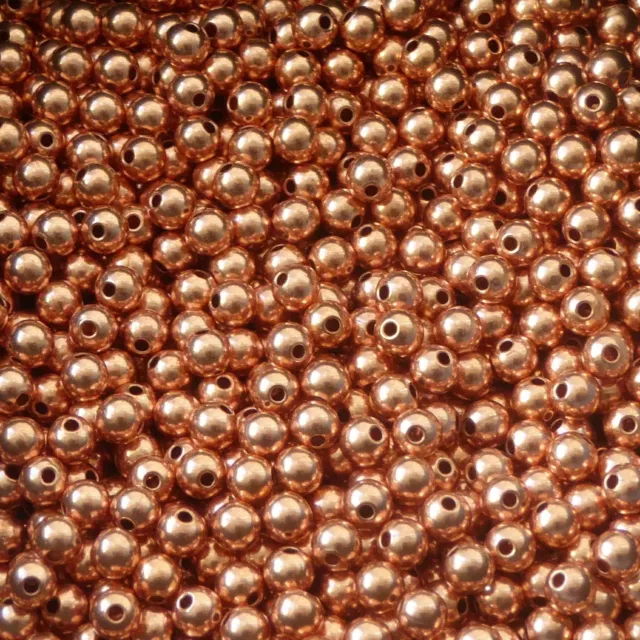 Copper Round 4mm Beads - Hollow Seamed Beads - Choose Your Quantity 2