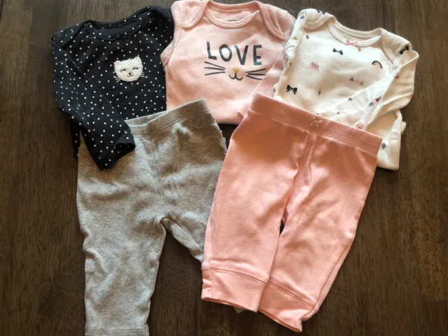 Carters Baby Girl 3 months Long Sleeve Bodysuit and Pants Lot