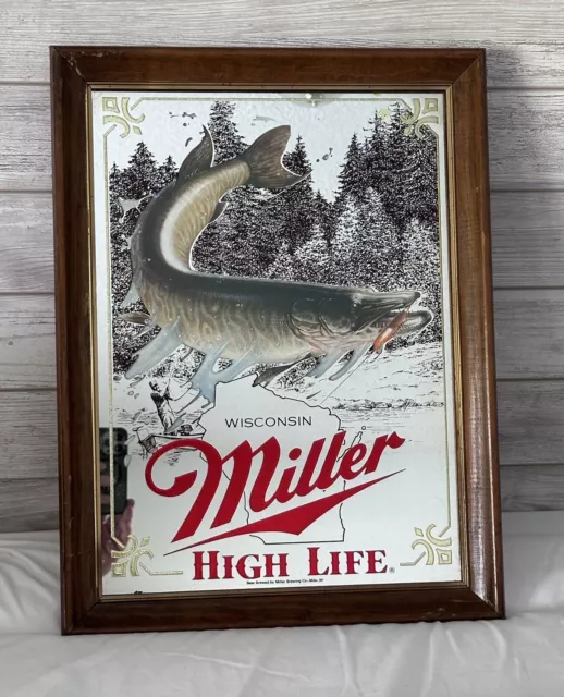 RARE Miller High Life Sportsman Series Bar Mirror Muskie