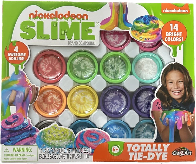 CRAZART NICKELODEON TIEDYE Premade Slime. 14 Colors of Slime! 4 Add