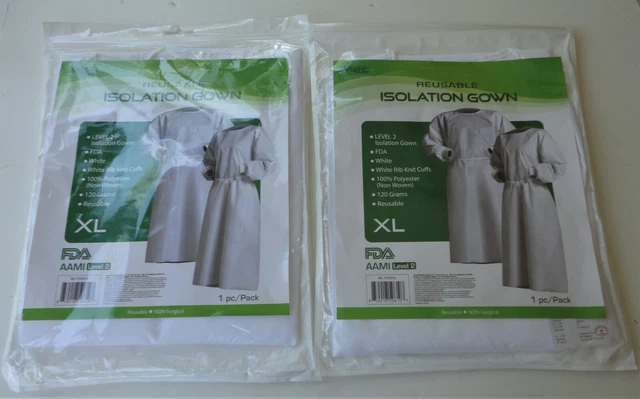 2 New MiLife Reusable ML-PG00XL FDA AAMI Level 2 Isolation Gowns