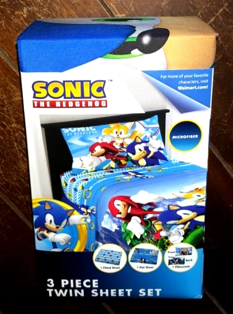 ¡Juego de 3 hojas dobles Sonic The Hedgehog! ¡1 sábana plana y 1 funda de almohada!