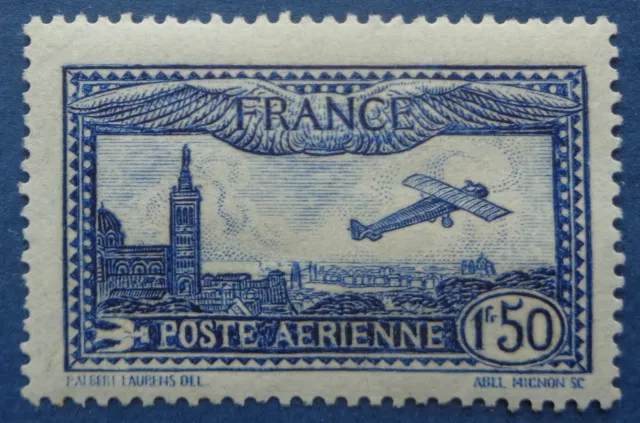 France neuf, poste aérienne n°6, 1F50 avion survolant Marseille, 1930