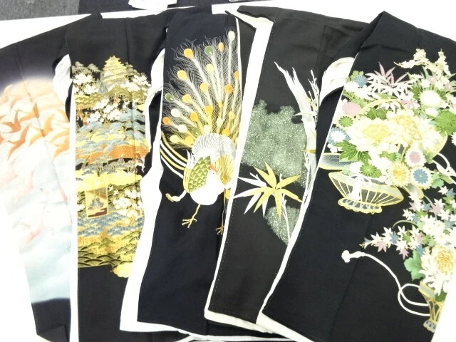 46037# Japanese Kimono / Antique Tomesode / Set Of 5