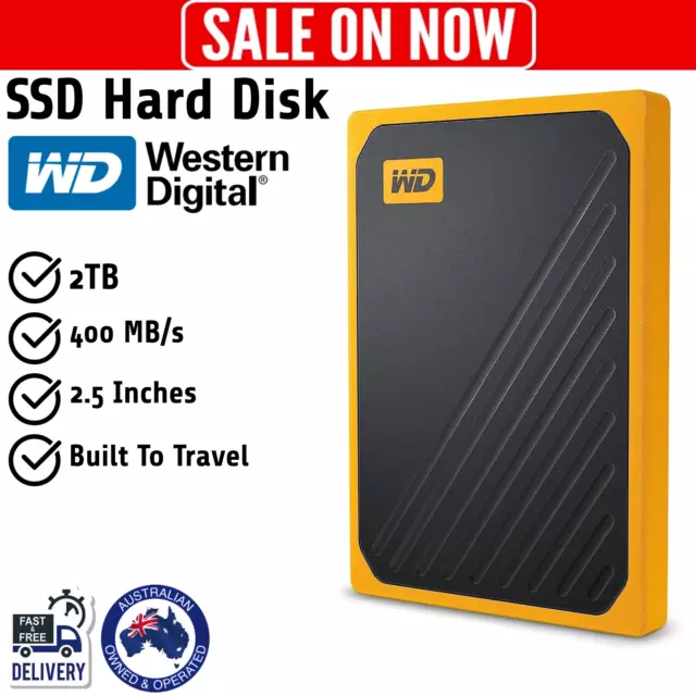Western Digital My Passport GO Portable SSD, 2TB, USB 3.0, Speeds up to 400 Mb/S