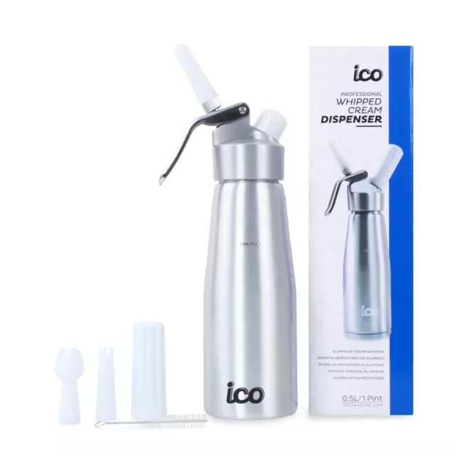 ICO Sifone da Cucina in Alluminio per Panna Montata Fatta in Casa, 500ml