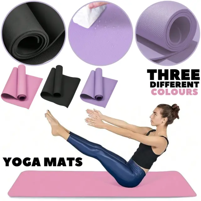 Pink Women Fitness Exercise Mat, Yoga Mat【Carry Strap】, Non-Slip NBR Yoga  Mat, Eco-Friendly Workout Mat for Pilates, Meditation, 185 x ？x 1.5cm (A)