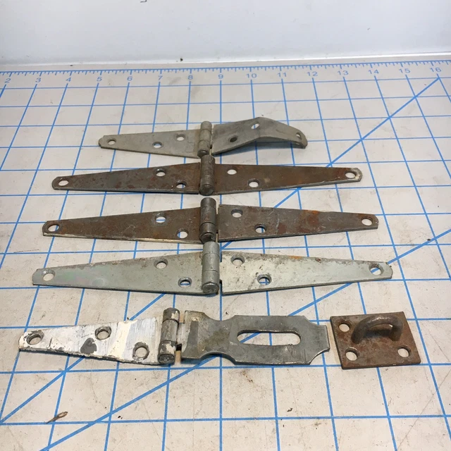 Vintage Farm Barn Door Gate Rusty Strap Hinges With Pad Lock Hardware