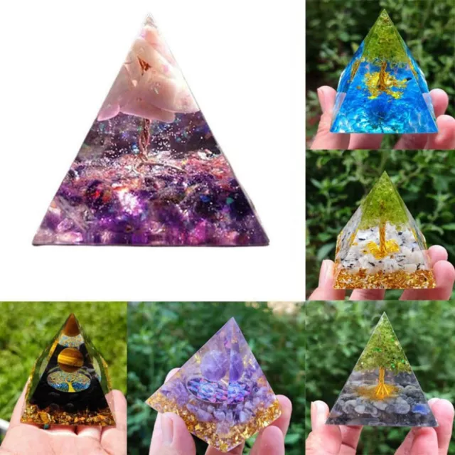 Geschenk des Glücks Obsidians Chakra Steine Pyramide mit Kristall Geldbaum