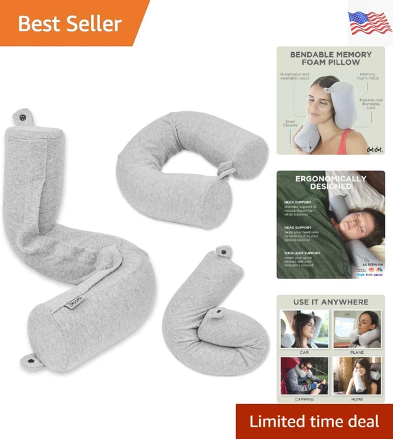 Convertible Memory Foam Travel Pillow - Custom Support - Multi-Functional - Gray