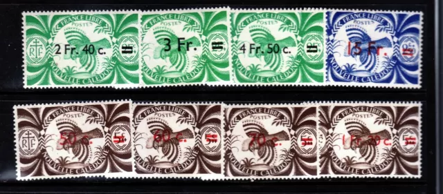 New Caledonia Sc 266-73 NH set of 1945 - overprint set - Birds