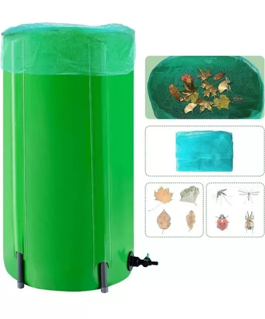 100 Gal Rain Barrel Water Collector Portable Foldable Collapsible Tank W/Filter