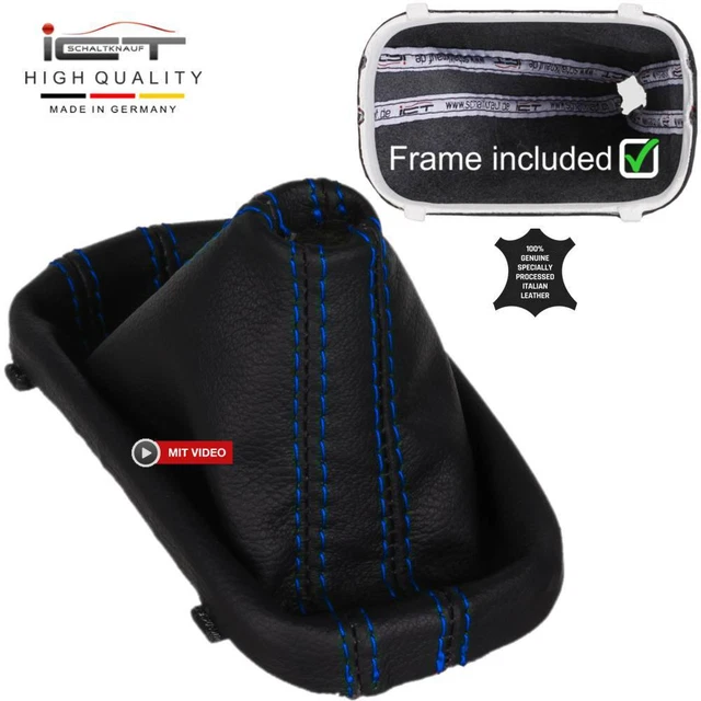 ICT SHIFT BOOT shift bag leather for VW Eos Scirocco 3 DSG seam blue