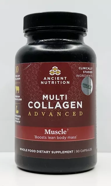 Ancient Nutrition Multi Collagen Muscle Boosts Lean Body Mass 90 Capsules 09/26