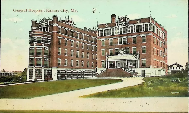 General Hospital, Kansas City, Missouri MO - Early 1900s Vintage Postcard