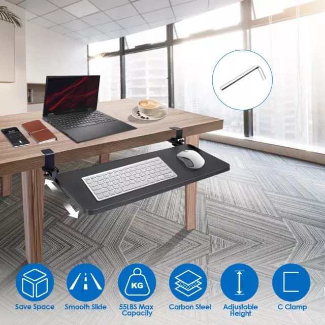 KEYBOARD TRAY UNDER Desk 360 Adjustable Sliding Keyboard Mouse Tray 25.