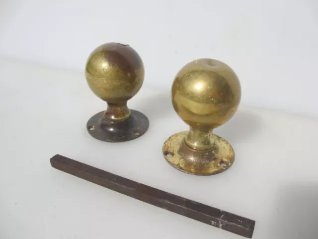 Antique Brass Door Knobs Handles Plates Vintage Old