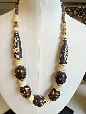 African Bovine Horn Necklace Beads 29Cm