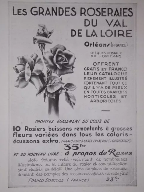 Publicité De Presse 1931 Les Grandes Roseraies Du Val De La Loire - Advertising