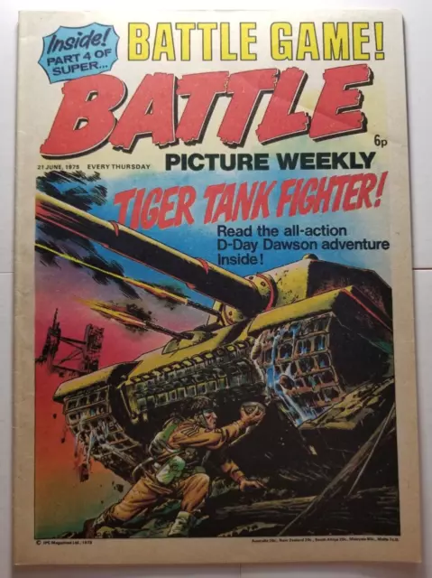 Battle Picture Weekly #15 VF/NM (June 21 1975, IPC UK) Rat Pack, Tiger Tank