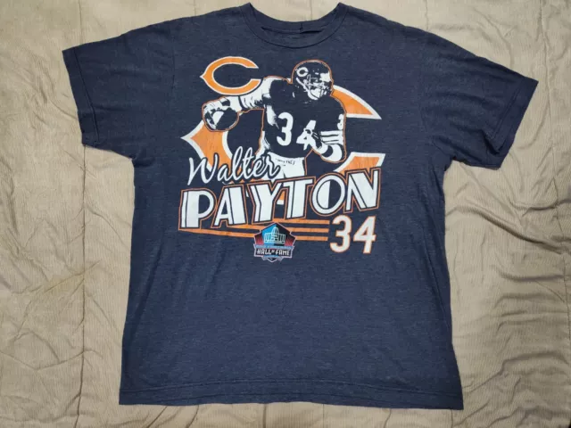 Walter Payton Chicago Bears Majestic Hall Of Fame T-Shirt Size Large Navy Blue