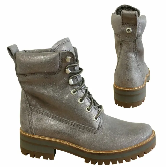 Timberland 6 Inch Courmayeur Valley Hiking Grey Leather Womens Boots A1MFR B50E